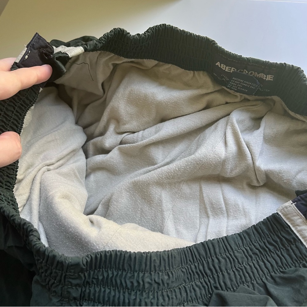 Vintage Abercrombie Snap Button Tearaway Nylon Pants Indian Y2K Baggy Green L - Picture 8 of 11